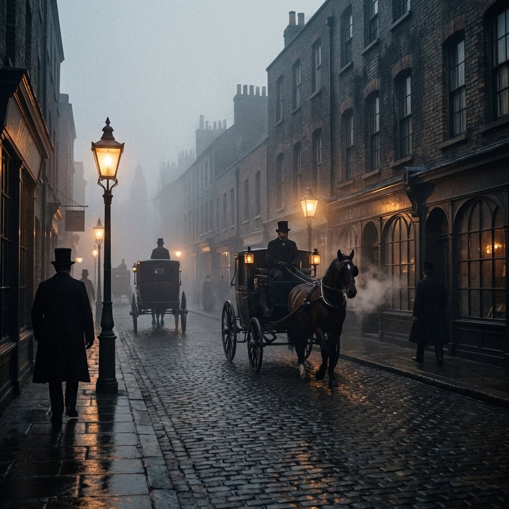 Victorian London street scene